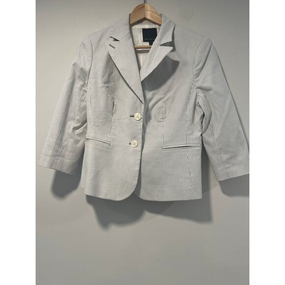 The Limited Business Jacket 2 Button Gray & White Pinstripes Stretch Size 8 JL - Picture 1 of 12